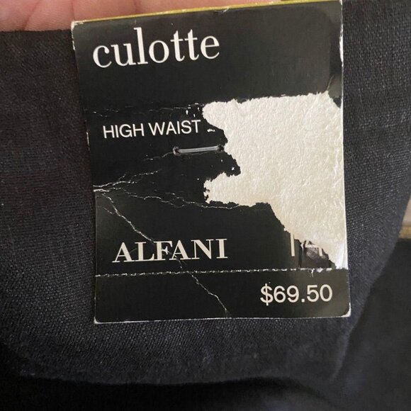 Alfani Culottes Womens Size 14 Pants Linen Blend High Waist Stretch Black NWT - Picture 5 of 7